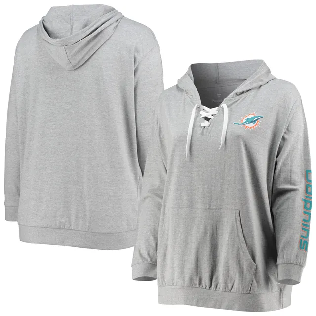 Miami Dolphins Fanatics Branded Women's Lock It Down Pullover Hoodie -  Aqua/Orange