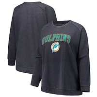 Sweat-shirt raglan délavé à l'acide Fanatics Charcoal Miami Dolphins pour femmes