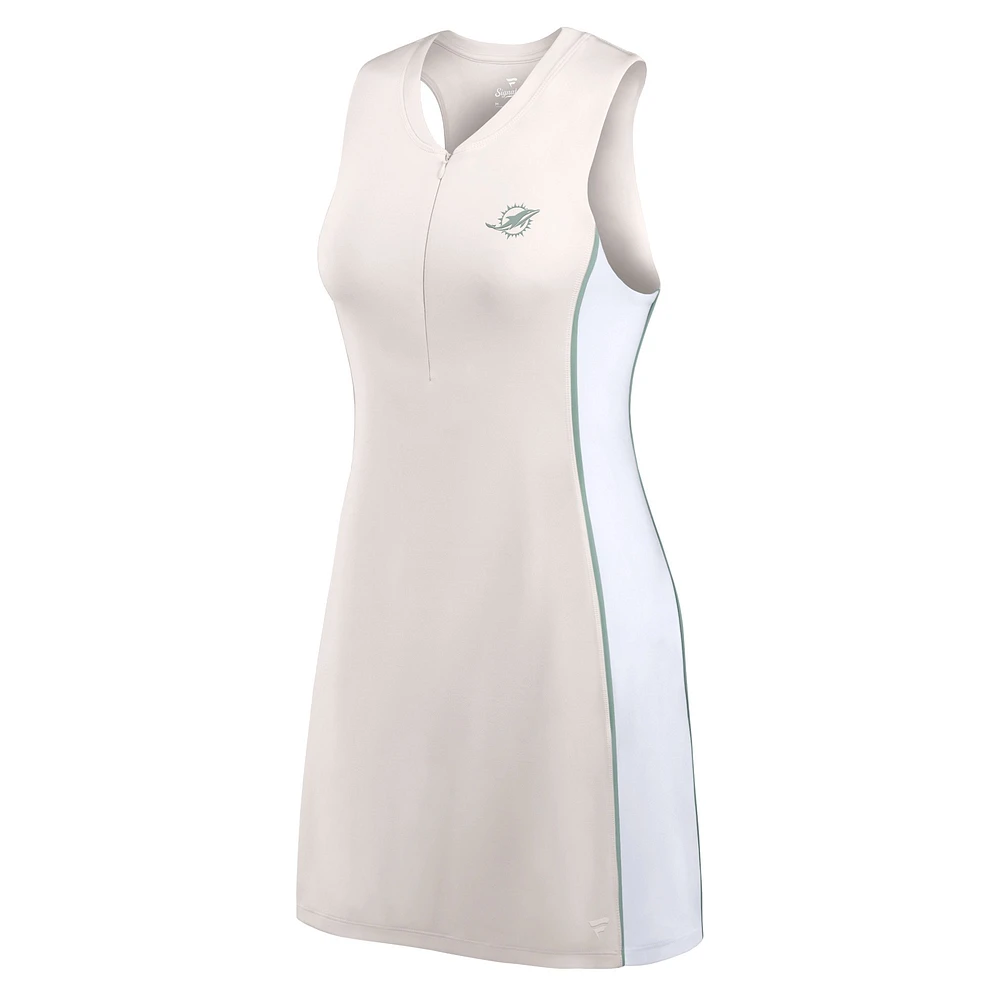 Women's Fanatics Cream Miami Dolphins Studio Boost Athletic Half-Zip Dress