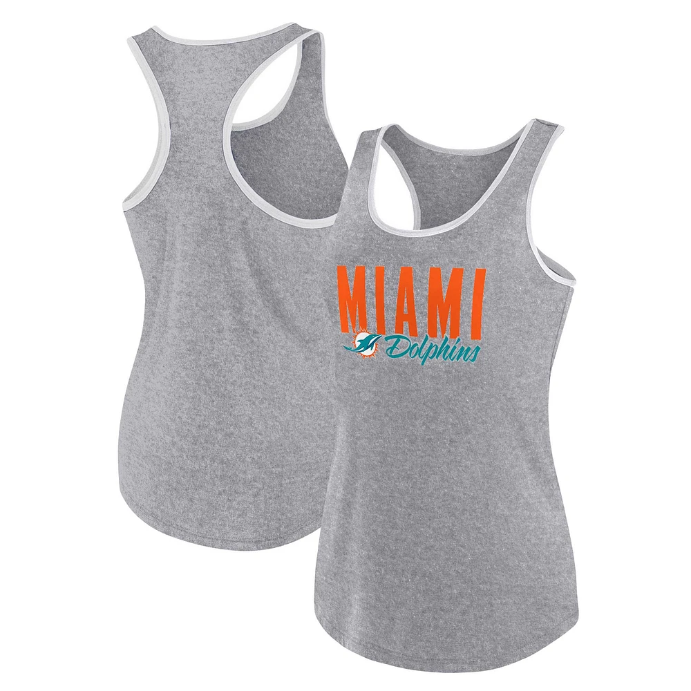 Débardeur Fuel Fanatics Heather Grey Miami Dolphins grande taille pour femmes