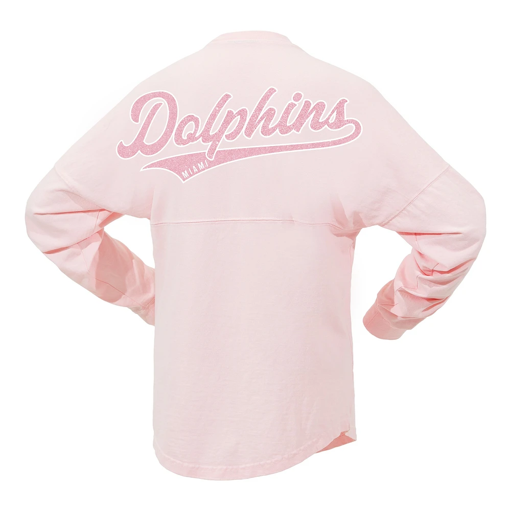 Women's Fanatics Pink Miami Dolphins Millennial Spirit Jersey T-Shirt