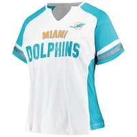 Women's Fanatics White/Aqua Miami Dolphins Plus Color Block T-Shirt