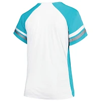 Women's Fanatics White/Aqua Miami Dolphins Plus Color Block T-Shirt