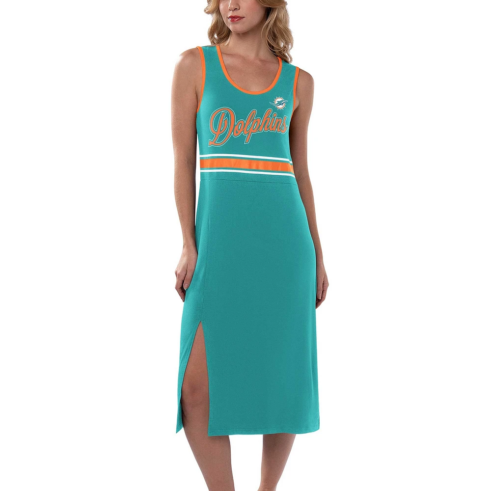 Women's G-III 4Her by Carl Banks Aqua Miami Dolphins Main Field Maxi Dress