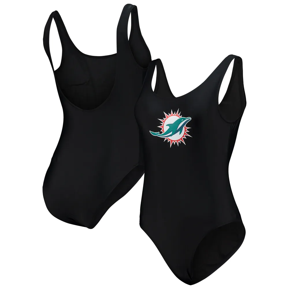 Women's G-III 4Her by Carl Banks Black Miami Dolphins Making Waves  One-Piece Swimsuit