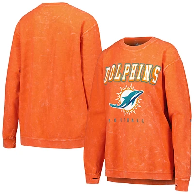 Sweat-shirt en velours côtelé confortable G-III 4Her by Carl Banks Miami Dolphins pour femme orange