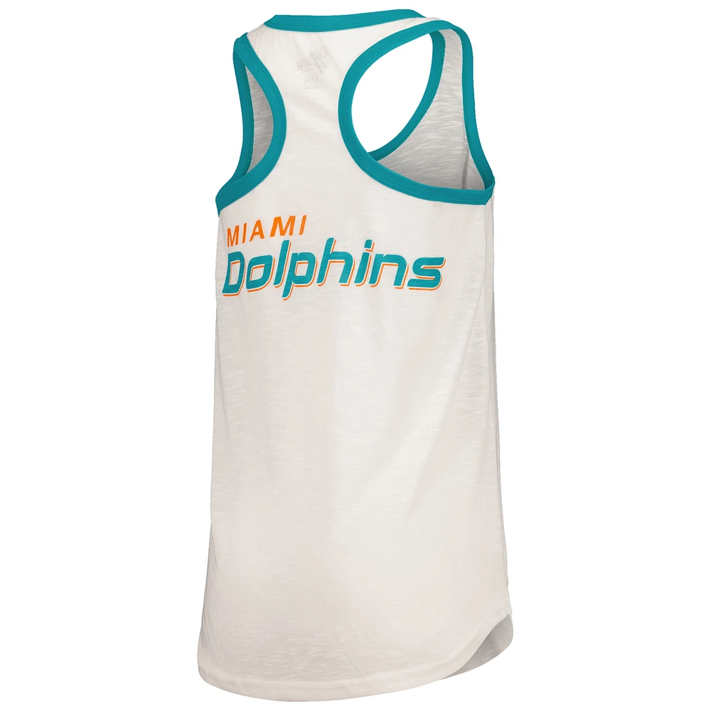 Women's G-III 4Her by Carl Banks White Miami Dolphins Tater Racerback Tank Top