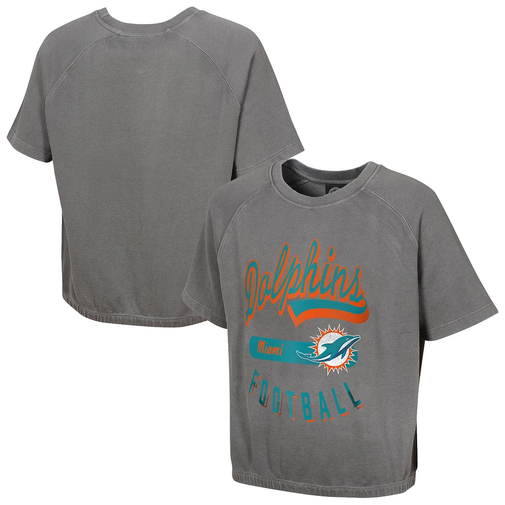 Women's  Gray Miami Dolphins Mineral Wash Short Sleeve Top