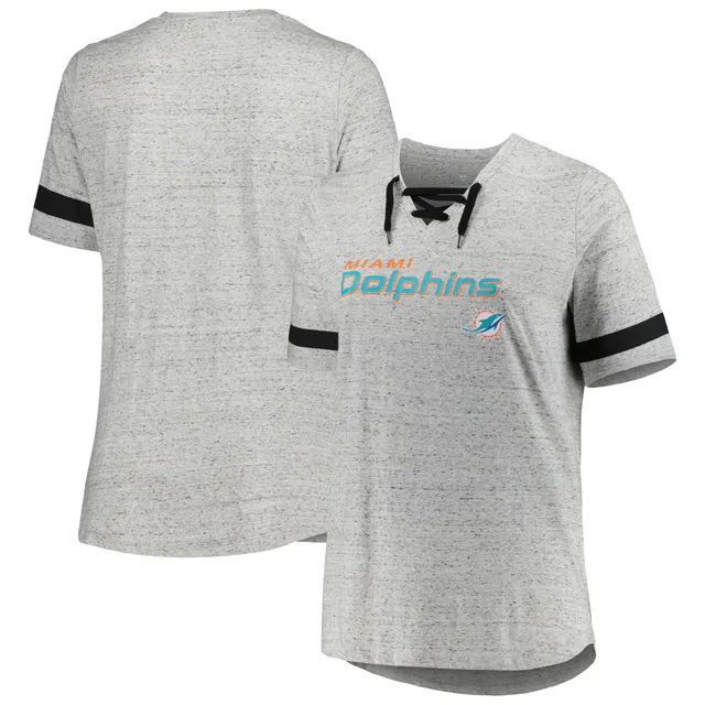 Women's Fanatics Branded Heathered Gray Miami Dolphins Drop Back Modern T-Shirt