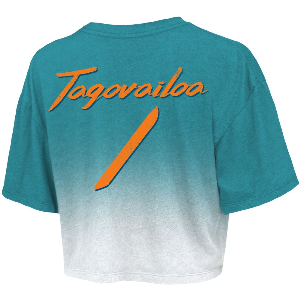 Tua Tagovailoa Miami Dolphins Youth Aqua Name & Number Logo T-Shirt 