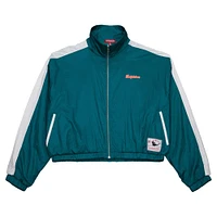 Women's Mitchell & Ness Aqua Miami Dolphins Nylon Cropped Full-Zip Jacket