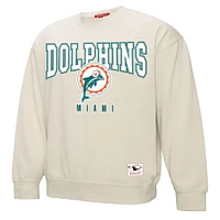 Women's Mitchell & Ness Cream Miami Dolphins Fandom Fleece Pullover Sweatshirt