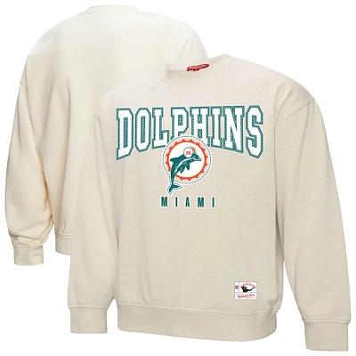 Sweat-shirt en polaire pour femme Mitchell & Ness de couleur crème Miami Dolphins Fandom