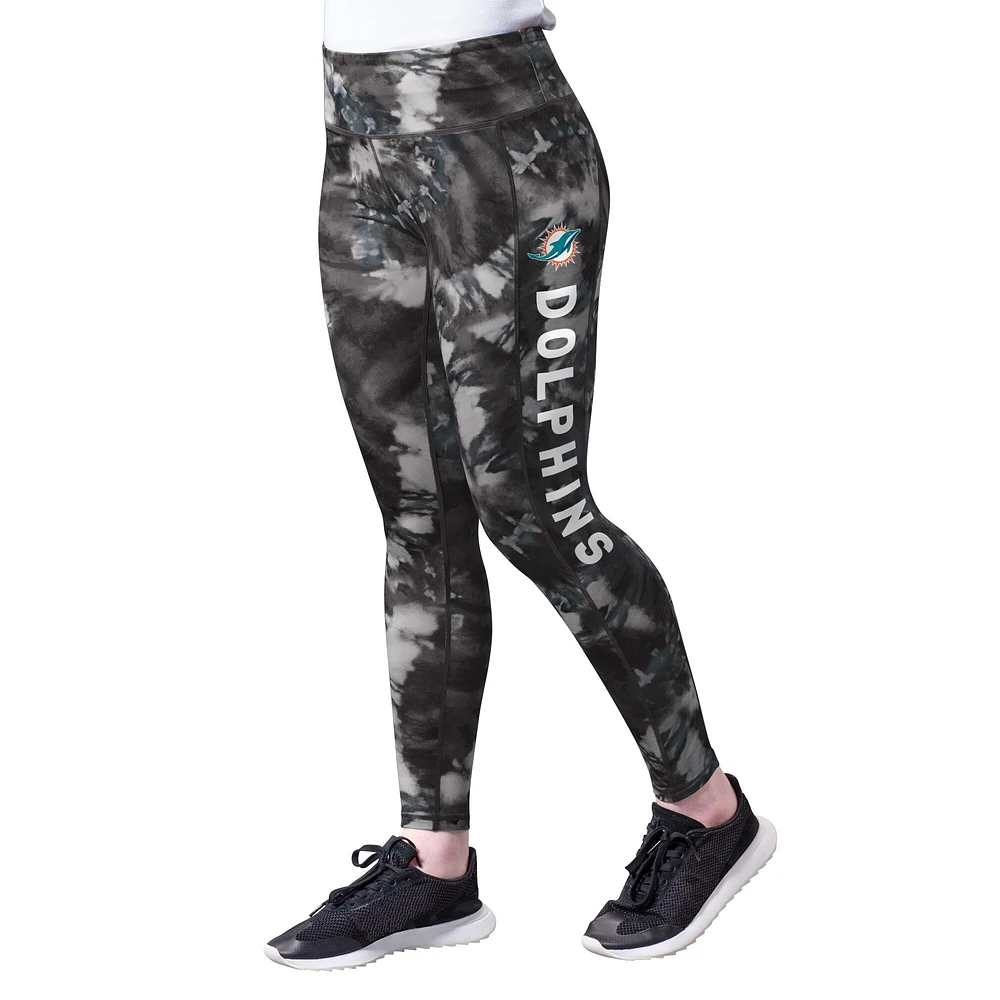 MSX by Michael Strahan Noir Miami Dolphins Aubrey Tie-Dye Legging pour femme