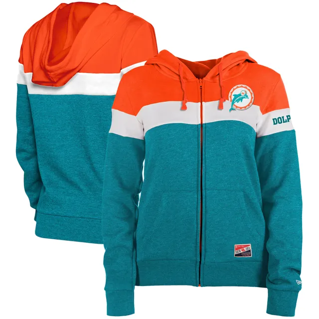 Youth Miami Dolphins Orange Retro Colorblock Pullover Hoodie