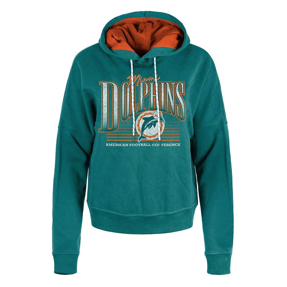 Sweat à capuche enfiler imprimé boxy Miami Dolphins de New Era pour femme