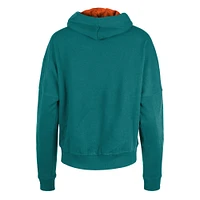 Women's New Era Aqua Miami Dolphins Throwback Boxy Pullover Hoodie