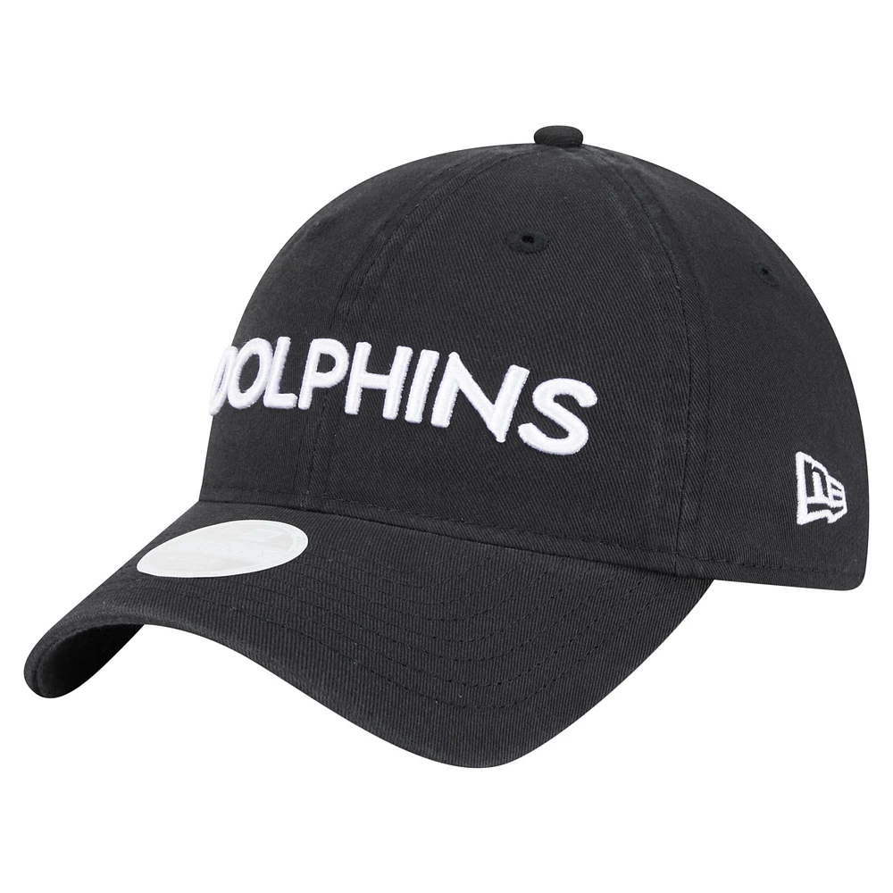 Casquette ajustable noire Cece 9TWENTY des Dolphins de Miami de New Era pour femme