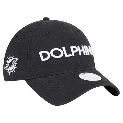 Casquette ajustable noire Cece 9TWENTY des Dolphins de Miami de New Era pour femme