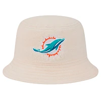 Chapeau bob confortable en sherpa pour femme New Era crème Miami Dolphins