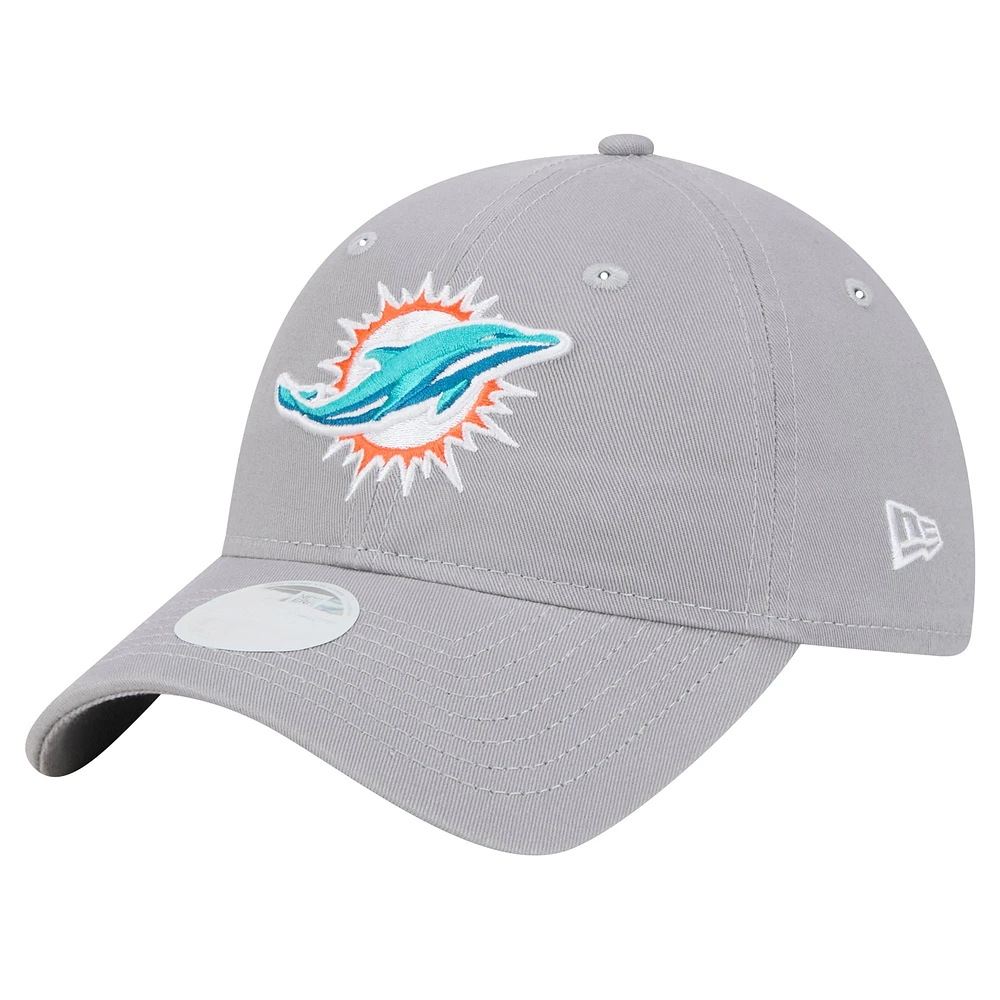 Casquette ajustable Main 9TWENTY des Miami Dolphins de New Era pour femme, gris