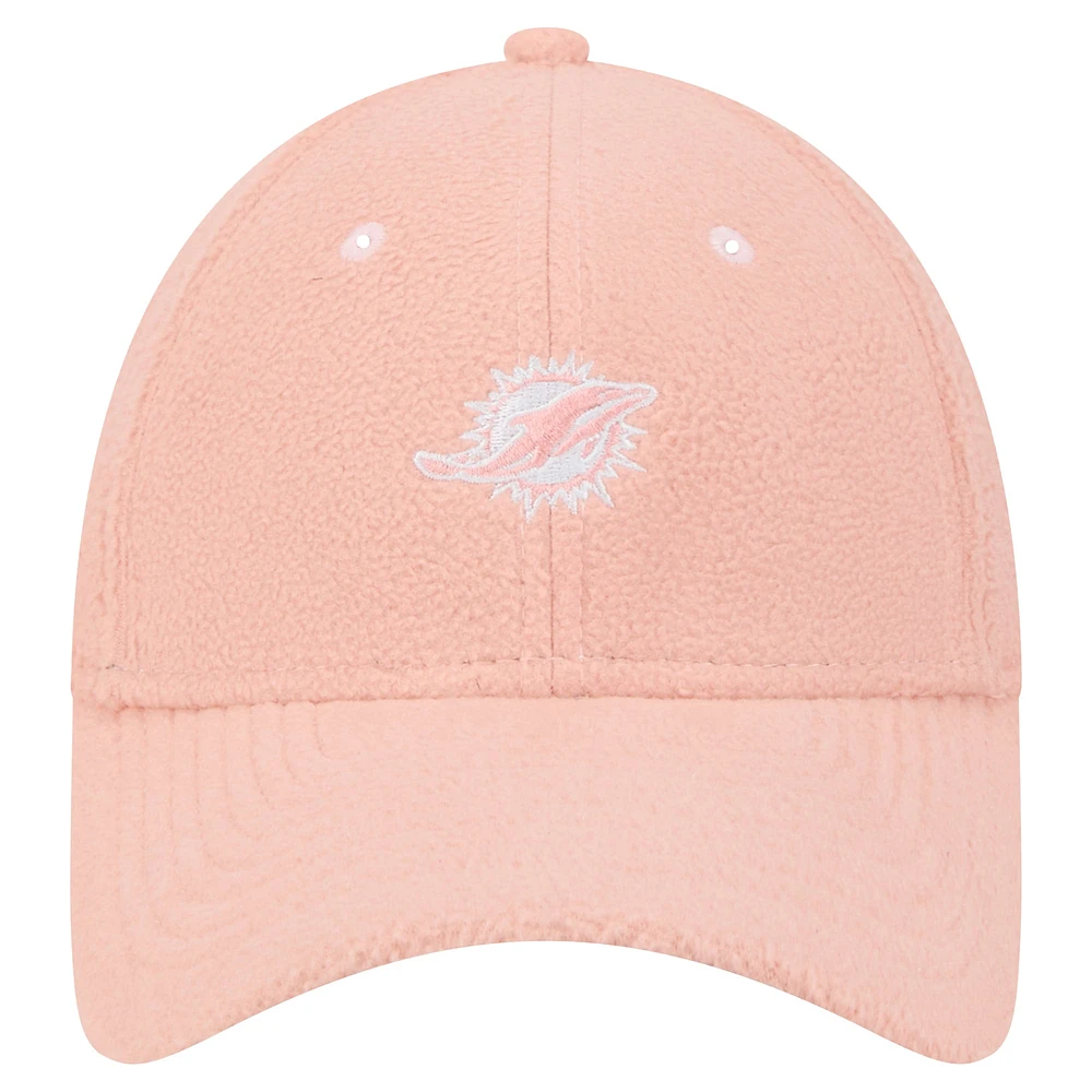 Women's New Era Light Pink Miami Dolphins Cozy Sherpa 9FORTY Adjustable Hat