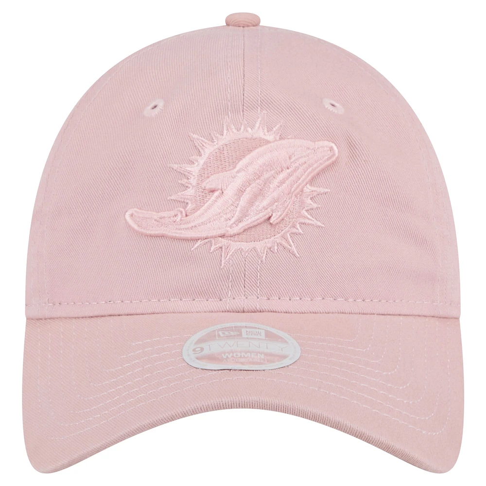 Casquette ajustable Main 9TWENTY rose clair des Miami Dolphins de New Era pour femme