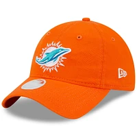 Casquette réglable orange Miami Dolphins Main Core Classic 2.0 9TWENTY New Era pour femme