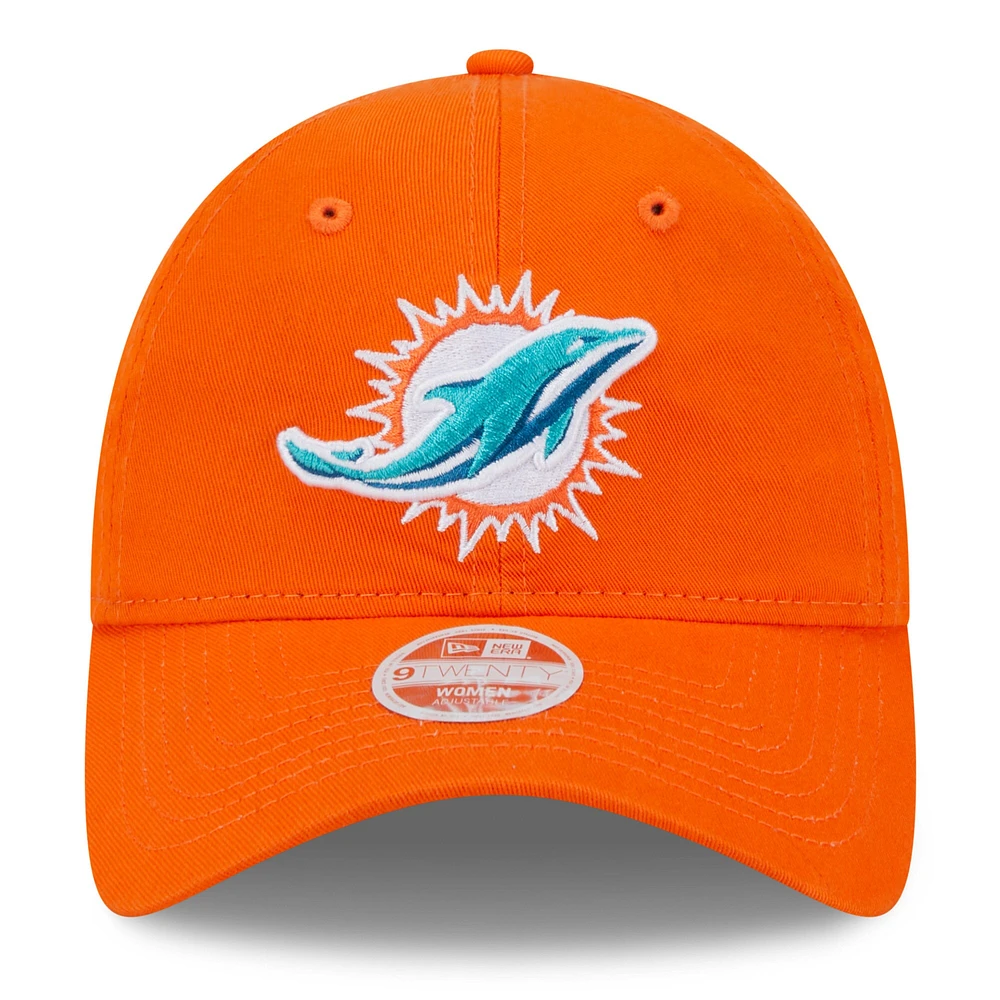 Casquette réglable orange Miami Dolphins Main Core Classic 2.0 9TWENTY New Era pour femme