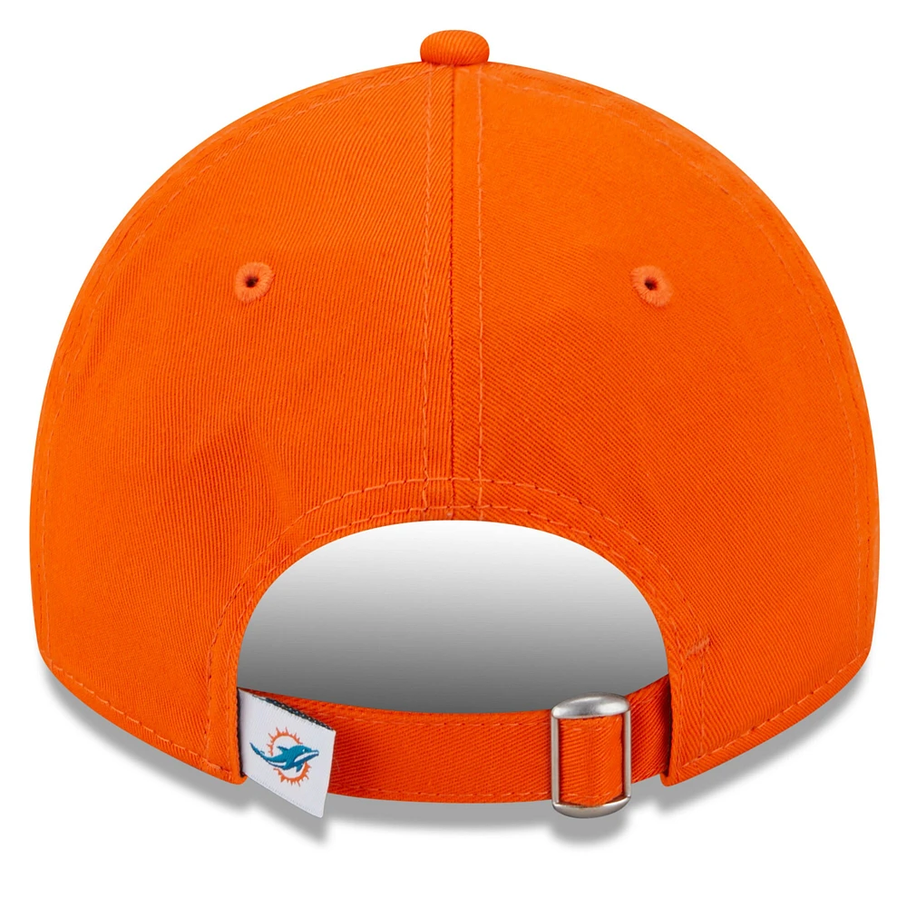 Casquette réglable orange Miami Dolphins Main Core Classic 2.0 9TWENTY New Era pour femme