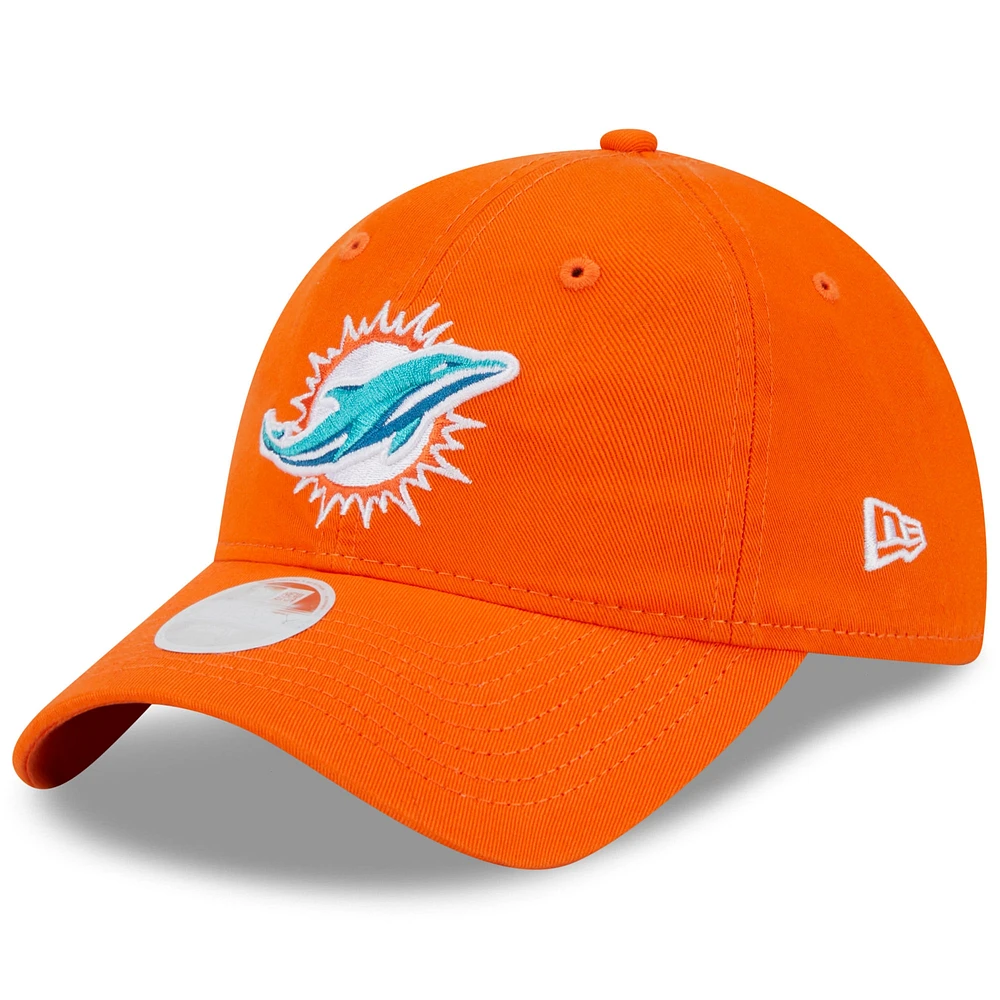 Casquette réglable orange Miami Dolphins Main Core Classic 2.0 9TWENTY New Era pour femme