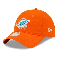 Casquette ajustable Main Core Classic 2.0 9TWENTY orange New Era pour femme des Miami Dolphins