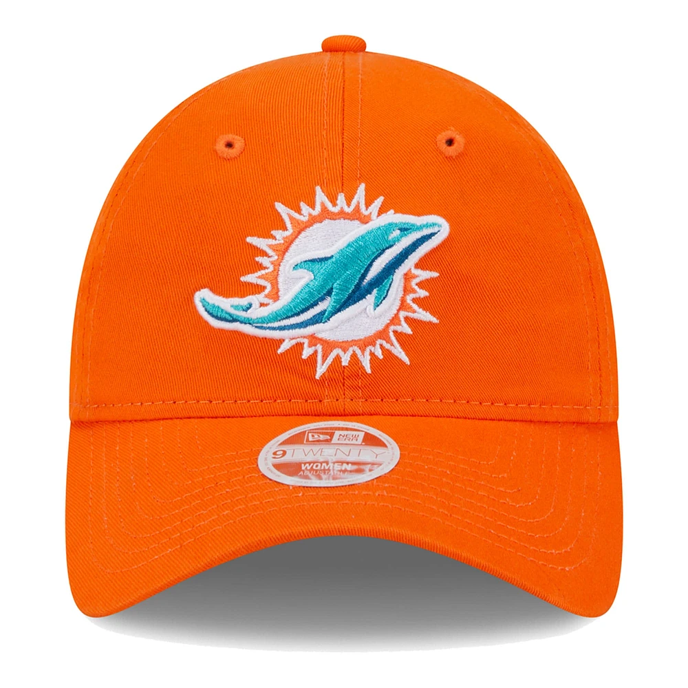 Casquette ajustable Main Core Classic 2.0 9TWENTY orange New Era pour femme des Miami Dolphins