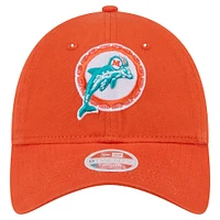 Casquette ajustable New Era Orange Miami Dolphins Throwback Main Core Classic 2.0 9TWENTY pour femme