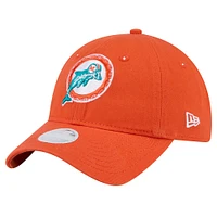 Casquette ajustable New Era Orange Miami Dolphins Throwback Main Core Classic 2.0 9TWENTY pour femme