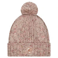 Bonnet en tricot à revers tendance avec pompon pour femme New Era Stone Miami Dolphins