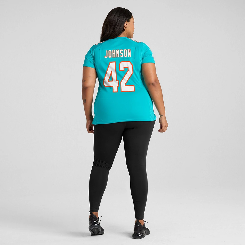 Maillot de match Nike Alexander Johnson Aqua pour femmes des Dolphins Miami