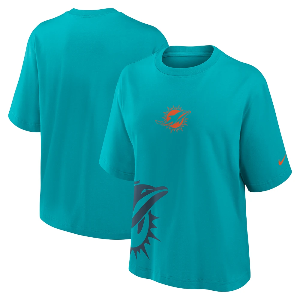 T-shirt boxy Nike Aqua Miami Dolphins pour femme