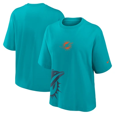 T-shirt boxy Nike Aqua Miami Dolphins pour femme