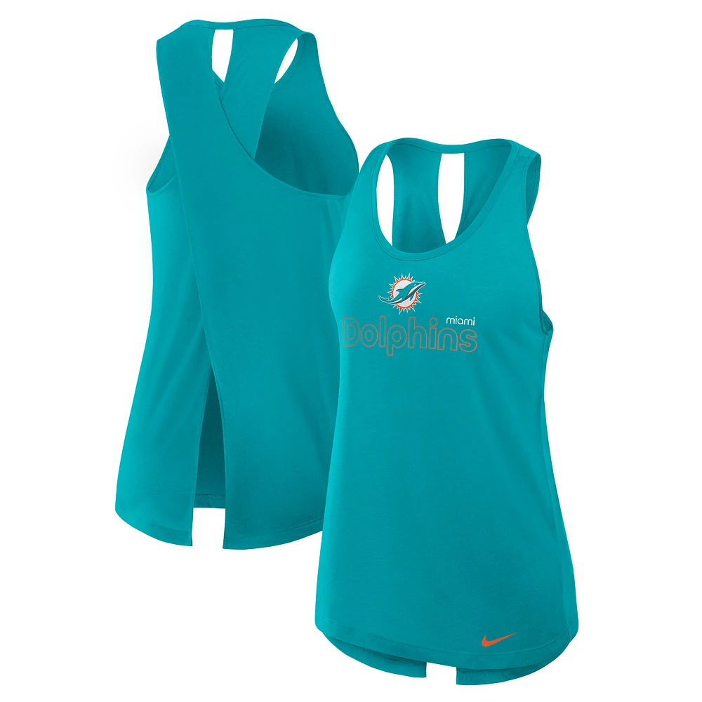 Débardeur Nike Aqua Miami Dolphins Crossback Performance pour femme