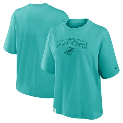 T-shirt Nike Aqua Glory Arch Boxy pour femme des Dolphins de Miami