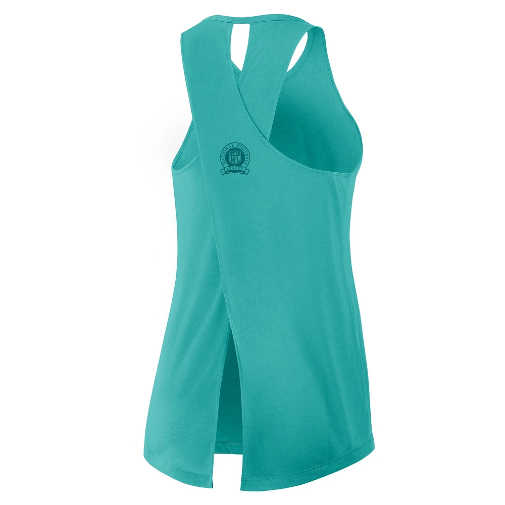 Débardeur Nike Aqua Miami Dolphins Glory Crisscross Performance pour femme
