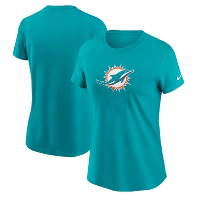 T-shirt avec logo principal Nike Aqua Miami Dolphins pour femme