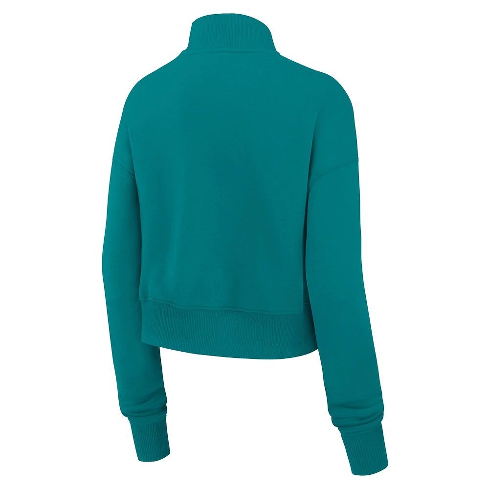 Women's Nike Aqua Miami Dolphins Rewind Phoenix Cropped Half-Zip Sweatshirt