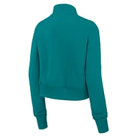 Sweat-shirt court à demi-zip Nike Aqua Miami Dolphins Rewind Phoenix pour femme