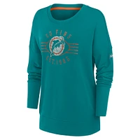 Women's Nike Aqua Miami Dolphins Rewind Playback Icon Performance Pullover Sweatshirt