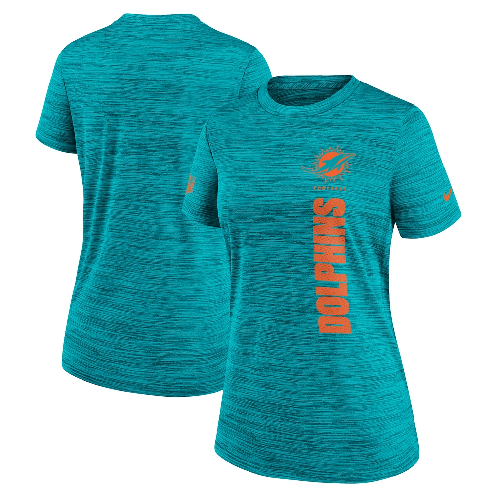 T-shirt Nike Aqua Miami Dolphins Velocity Performance pour femme