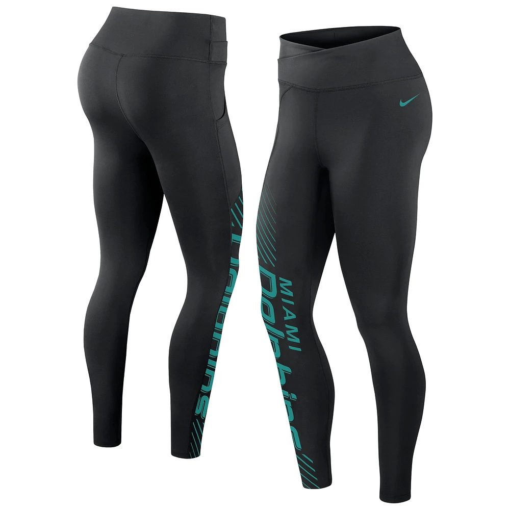 Legging Nike pour femme Miami Dolphins Primetime Yard Line noir