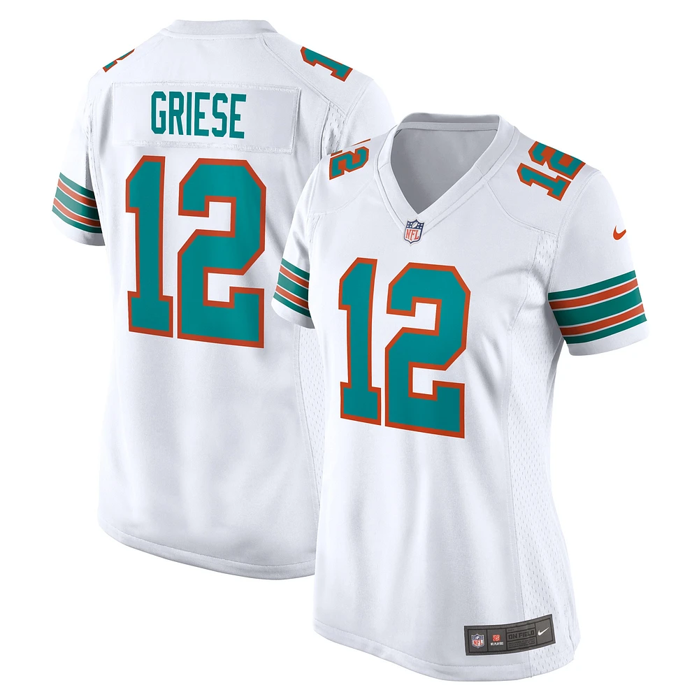 Maillot de joueur retraité Nike Bob Griese pour femme, blanc, Miami Dolphins