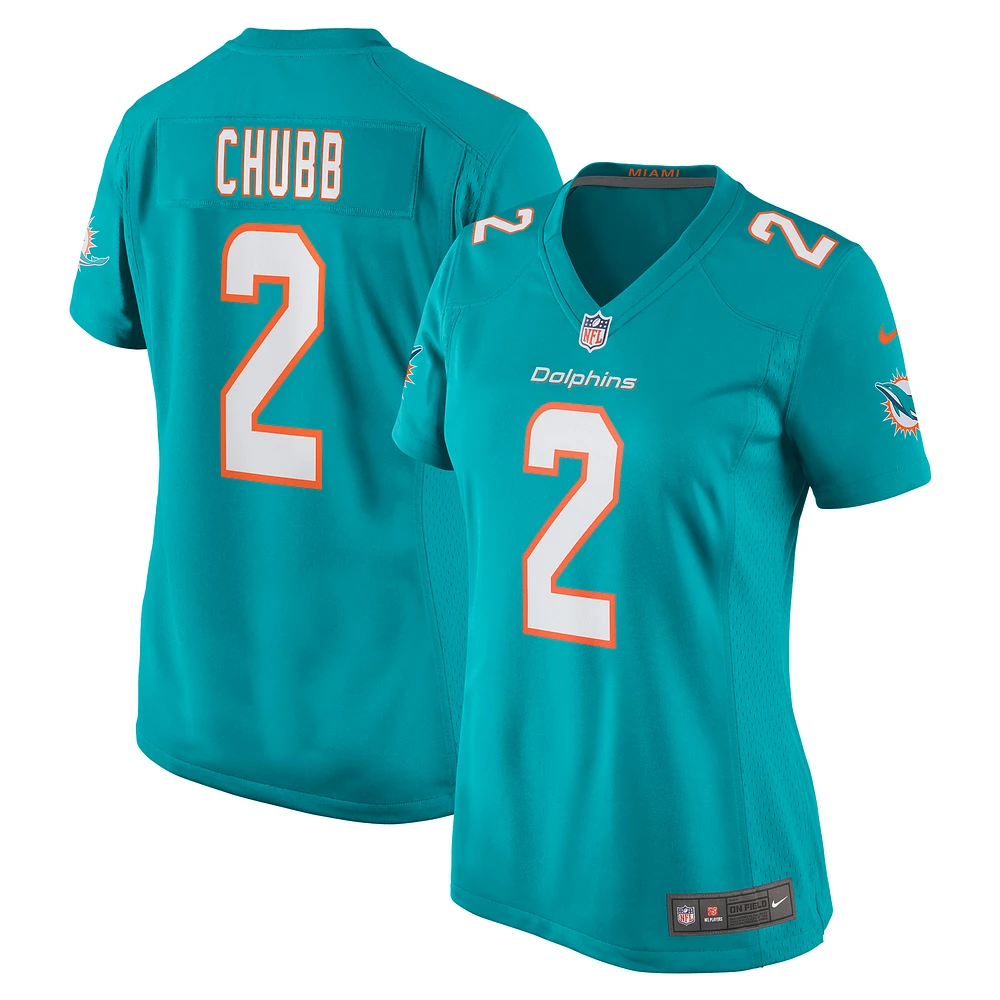 Maillot de joueur Nike Bradley Chubb Aqua Miami Dolphins pour femme